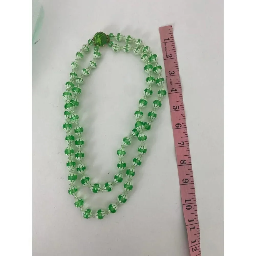 Vintage 40s 50s Wedding Veil & Headpiece & Beads West Germany Seafoam Green